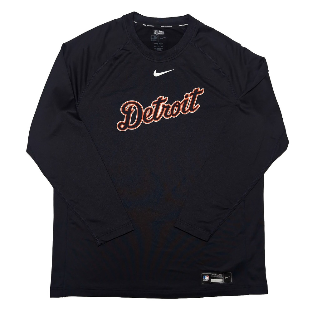 NIKE Detroit Tigers Long Sleeve Shirt Mens XXL 2XL MLB Authentic Team Issue